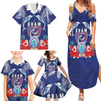 Guam Liberation Day Family Matching Summer Maxi Dress and Hawaiian Shirt The Tribal Latte Stone and Dolphins with Hibiscus Chamorro Culture LT03 - Polynesian Pride