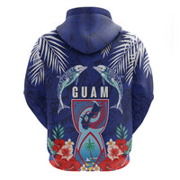 Guam Liberation Day Hoodie The Tribal Latte Stone and Dolphins with Hibiscus Chamorro Culture LT03 - Polynesian Pride