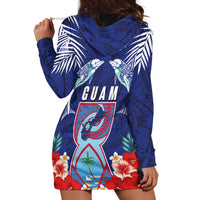 Guam Liberation Day Hoodie Dress The Tribal Latte Stone and Dolphins with Hibiscus Chamorro Culture LT03 - Polynesian Pride