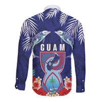 Guam Liberation Day Long Sleeve Button Shirt The Tribal Latte Stone and Dolphins with Hibiscus Chamorro Culture LT03 - Polynesian Pride