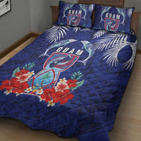 Guam Liberation Day Quilt Bed Set The Tribal Latte Stone and Dolphins with Hibiscus Chamorro Culture LT03 - Polynesian Pride