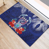 Guam Liberation Day Rubber Doormat The Tribal Latte Stone and Dolphins with Hibiscus Chamorro Culture LT03 - Polynesian Pride
