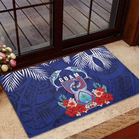 Guam Liberation Day Rubber Doormat The Tribal Latte Stone and Dolphins with Hibiscus Chamorro Culture LT03 - Polynesian Pride