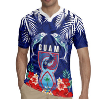 Guam Liberation Day Rugby Jersey The Tribal Latte Stone and Dolphins with Hibiscus Chamorro Culture LT03 - Polynesian Pride