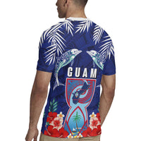 Guam Liberation Day Rugby Jersey The Tribal Latte Stone and Dolphins with Hibiscus Chamorro Culture LT03 - Polynesian Pride