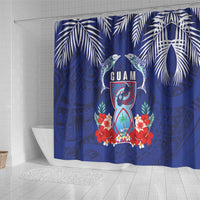 Guam Liberation Day Shower Curtain The Tribal Latte Stone and Dolphins with Hibiscus Chamorro Culture LT03 - Polynesian Pride