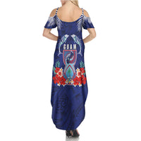 Guam Liberation Day Summer Maxi Dress The Tribal Latte Stone and Dolphins with Hibiscus Chamorro Culture LT03 - Polynesian Pride