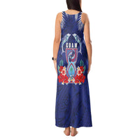 Guam Liberation Day Tank Maxi Dress The Tribal Latte Stone and Dolphins with Hibiscus Chamorro Culture LT03 - Polynesian Pride