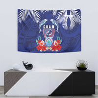 Guam Liberation Day Tapestry The Tribal Latte Stone and Dolphins with Hibiscus Chamorro Culture