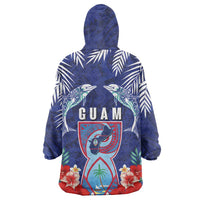 Guam Liberation Day Wearable Blanket Hoodie The Tribal Latte Stone and Dolphins with Hibiscus Chamorro Culture LT03 - Polynesian Pride