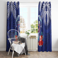 Guam Liberation Day Window Curtain The Tribal Latte Stone and Dolphins with Hibiscus Chamorro Culture LT03 - Polynesian Pride