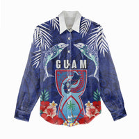 Guam Liberation Day Women Casual Shirt The Tribal Latte Stone and Dolphins with Hibiscus Chamorro Culture LT03 - Polynesian Pride