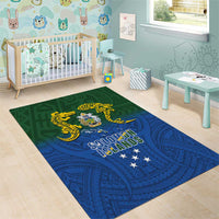 Solomon Islands Area Rug The Guardians-Tribal Crocodile and Shark Melanesian Tattoo