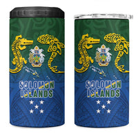 Solomon Islands 4 in 1 Can Cooler Tumbler The Guardians-Tribal Crocodile and Shark Melanesian Tattoo LT03 One Size: 16 oz Green - Polynesian Pride