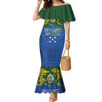 Solomon Islands Family Matching Mermaid Dress and Hawaiian Shirt The Guardians-Tribal Crocodile and Shark Melanesian Tattoo LT03 Mom's Dress Green - Polynesian Pride