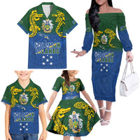 Solomon Islands Family Matching Off The Shoulder Long Sleeve Dress and Hawaiian Shirt The Guardians-Tribal Crocodile and Shark Melanesian Tattoo LT03 - Polynesian Pride