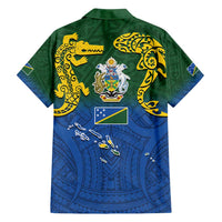 Solomon Islands Family Matching Off Shoulder Maxi Dress and Hawaiian Shirt The Guardians-Tribal Crocodile and Shark Melanesian Tattoo LT03 - Polynesian Pride