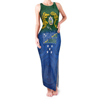 Solomon Islands Family Matching Tank Maxi Dress and Hawaiian Shirt The Guardians-Tribal Crocodile and Shark Melanesian Tattoo LT03 Mom's Dress Green - Polynesian Pride