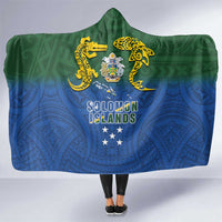 Solomon Islands Hooded Blanket The Guardians-Tribal Crocodile and Shark Melanesian Tattoo LT03 One Size Green - Polynesian Pride
