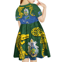 Solomon Islands Kid Short Sleeve Dress The Guardians-Tribal Crocodile and Shark Melanesian Tattoo LT03 - Polynesian Pride