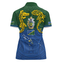 Solomon Islands Women Polo Shirt The Guardians-Tribal Crocodile and Shark Melanesian Tattoo LT03 - Polynesian Pride