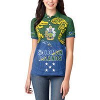 Solomon Islands Women Polo Shirt The Guardians-Tribal Crocodile and Shark Melanesian Tattoo LT03 - Polynesian Pride