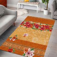 Hawaii Hibiscus Area Rug Turtles and Tribal Motifs Vintage Floral Style LT03 - Polynesian Pride