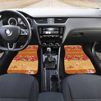 Hawaii Hibiscus Car Mats Turtles and Tribal Motifs Vintage Floral Style LT03 Set 2pcs - Front Yellow - Polynesian Pride