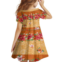 Hawaii Hibiscus Family Matching Off The Shoulder Long Sleeve Dress and Hawaiian Shirt Turtles and Tribal Motifs Vintage Floral Style LT03 - Polynesian Pride