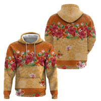 Hawaii Hibiscus Hoodie Turtles and Tribal Motifs Vintage Floral Style LT03 - Polynesian Pride