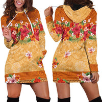 Hawaii Hibiscus Hoodie Dress Turtles and Tribal Motifs Vintage Floral Style LT03 - Polynesian Pride