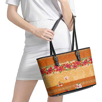 Hawaii Hibiscus Leather Tote Bag Turtles and Tribal Motifs Vintage Floral Style LT03 - Polynesian Pride