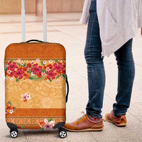 Hawaii Hibiscus Luggage Cover Turtles and Tribal Motifs Vintage Floral Style LT03 Yellow - Polynesian Pride