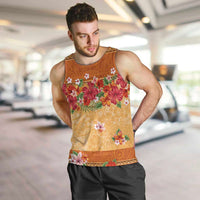 Hawaii Hibiscus Men Tank Top Turtles and Tribal Motifs Vintage Floral Style LT03 Yellow - Polynesian Pride