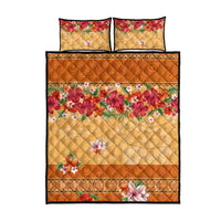Hawaii Hibiscus Quilt Bed Set Turtles and Tribal Motifs Vintage Floral Style LT03 - Polynesian Pride