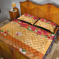 Hawaii Hibiscus Quilt Bed Set Turtles and Tribal Motifs Vintage Floral Style LT03 - Polynesian Pride