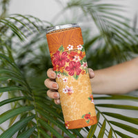 Hawaii Hibiscus Skinny Tumbler Turtles and Tribal Motifs Vintage Floral Style LT03 - Polynesian Pride