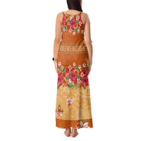 Hawaii Hibiscus Tank Maxi Dress Turtles and Tribal Motifs Vintage Floral Style LT03 - Polynesian Pride