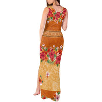 Hawaii Hibiscus Tank Maxi Dress Turtles and Tribal Motifs Vintage Floral Style LT03 - Polynesian Pride