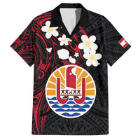 French Polynesia Tiare Day Family Matching Off The Shoulder Long Sleeve Dress and Hawaiian Shirt Seal and Polynesian Pattern LT03 Dad's Shirt - Short Sleeve Black - Polynesian Pride