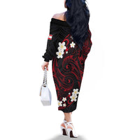 French Polynesia Tiare Day Family Matching Off The Shoulder Long Sleeve Dress and Hawaiian Shirt Seal and Polynesian Pattern LT03 - Polynesian Pride