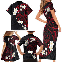 French Polynesia Tiare Day Family Matching Short Sleeve Bodycon Dress and Hawaiian Shirt Seal and Polynesian Pattern LT03 - Polynesian Pride