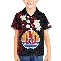 French Polynesia Tiare Day Family Matching Short Sleeve Bodycon Dress and Hawaiian Shirt Seal and Polynesian Pattern LT03 Son's Shirt Black - Polynesian Pride