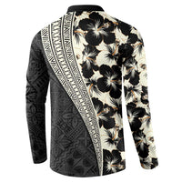 Bula Hibiscus Festival Button Sweatshirt Tapa Pattern Half Style
