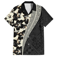 Bula Hibiscus Festival Family Matching Short Sleeve Bodycon Dress and Hawaiian Shirt Tapa Pattern Half Style LT03 Dad's Shirt - Short Sleeve Beige - Polynesian Pride