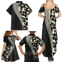 Bula Hibiscus Festival Family Matching Summer Maxi Dress and Hawaiian Shirt Tapa Pattern Half Style LT03 - Polynesian Pride