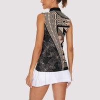 Bula Hibiscus Festival Women Sleeveless Polo Shirt Fijian Masi Pattern Half Style LT03 - Polynesian Pride