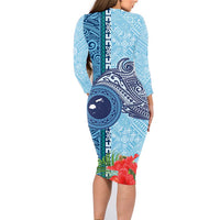 Fiji Day Family Matching Long Sleeve Bodycon Dress and Hawaiian Shirt Tapa Pattern and Hibiscus Flower LT03 - Polynesian Pride