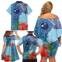 Fiji Day Family Matching Off Shoulder Short Dress and Hawaiian Shirt Tapa Pattern and Hibiscus Flower LT03 - Polynesian Pride