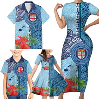 Fiji Day Family Matching Short Sleeve Bodycon Dress and Hawaiian Shirt Tapa Pattern and Hibiscus Flower LT03 - Polynesian Pride
